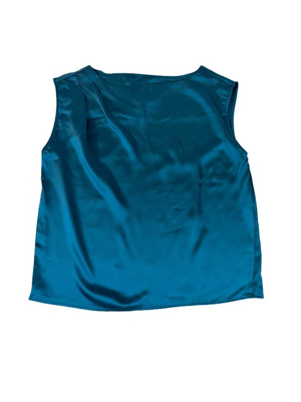 LOFT Teal Satin Sleeveless Blouse NWT Size M.